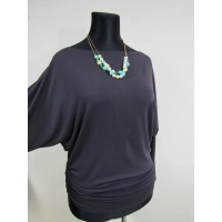 Tunika Amaya Nietoperz z marszczeniami na biodrach - grafitowy